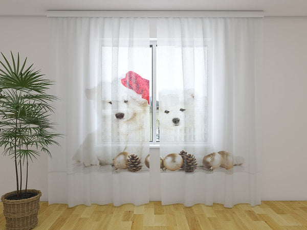 Foto Tende con Stampa Cuccioli Natalizi