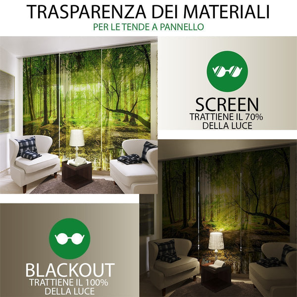 Set di 6 Tende a Pannello Elegante Linea Astratta Arancione
