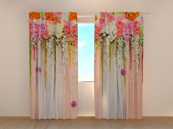 Foto Tende con Stampa Fiori Cascanti Primavera Rosa