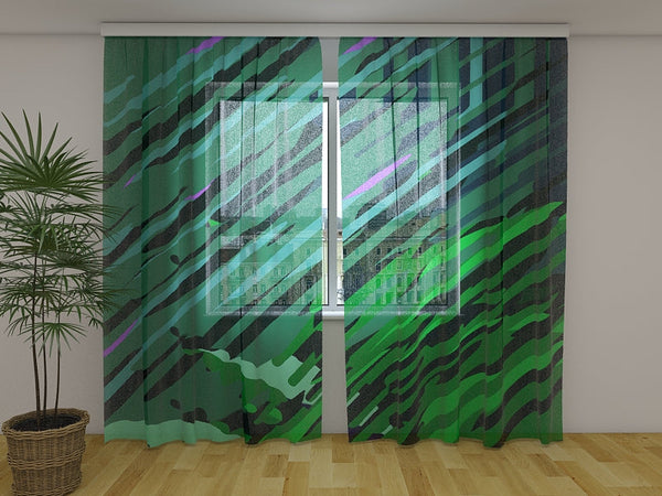 Foto Tende con Stampa Graziosa Illustrazione Verde