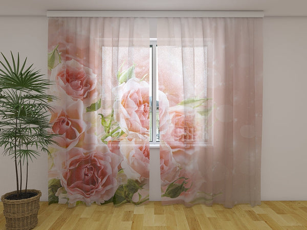 Foto Tende con Stampa Bouquet di Rose Delicate