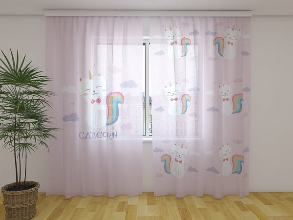 Foto Tende con Stampa Gatto Unicorno