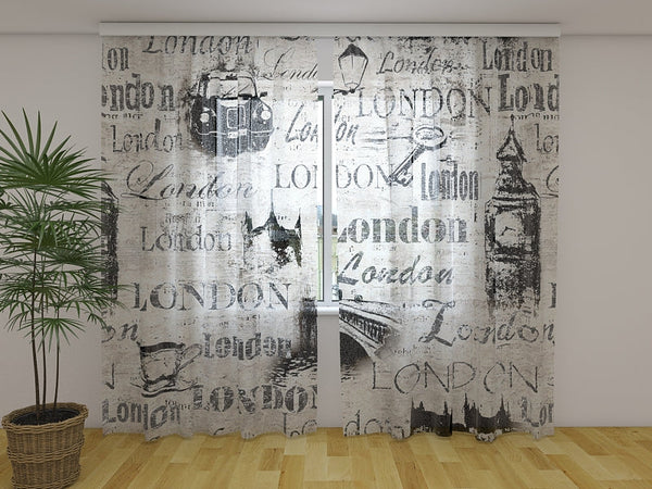 Foto Tende con Stampa Collage Vecchia London
