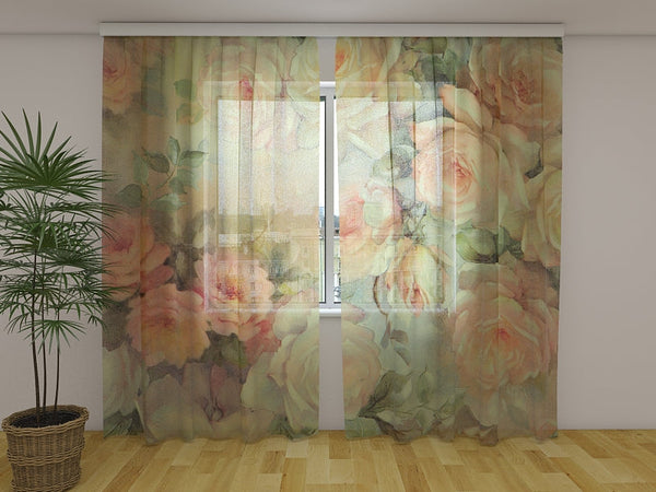Foto Tende Rose Delicate su Tela