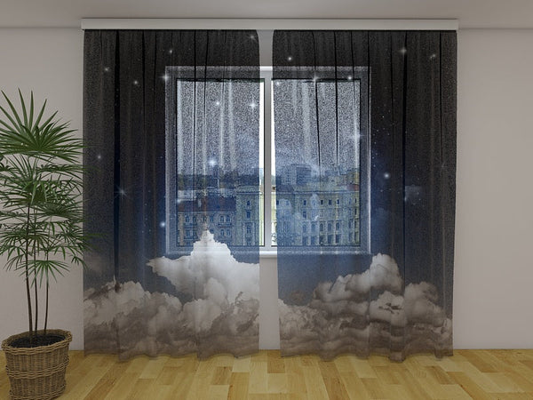 Foto Tende con Stampa Cielo Notturno Fantastico ad Acquerello