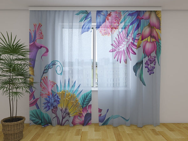 Foto Tende con Stampa Fiori Fantasia