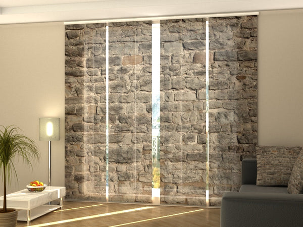 Set di 4 Tende a Pannello Muro di Castello a Mattoni