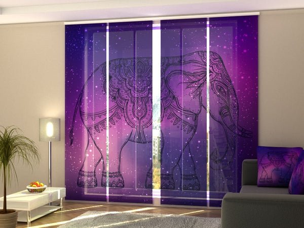 Set di 4 Tende a Pannello Elefante Indiano su Mandala