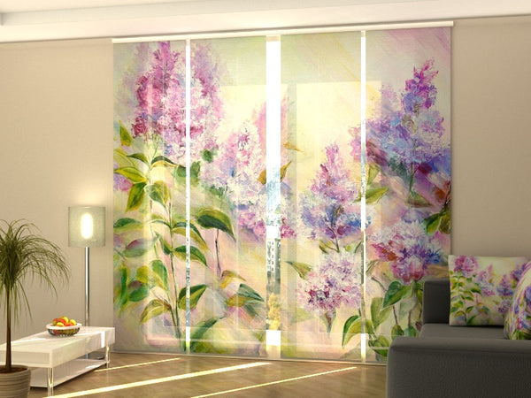 Set di 4 Tende a Pannello Rami Di Lilla All'Alba