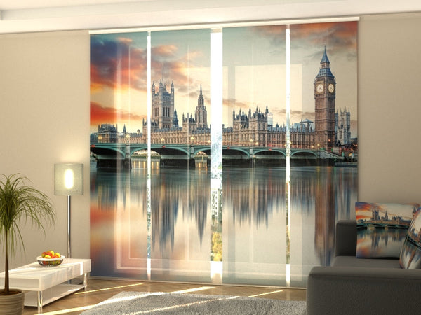 Set di 4 Tende a Pannello Londra Big Ben e Houses of Parliament