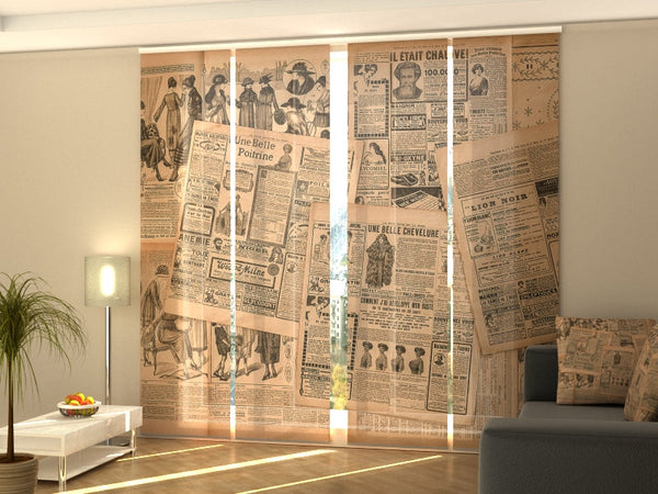 Set di 4 Tende a Pannello Vecchie Pagine di Giornale