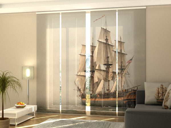 Set di 4 Tende a Pannello Nave Pirata in una Nebbia