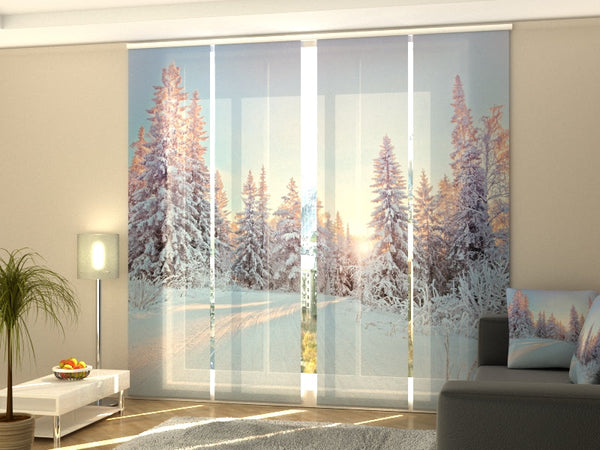 Set di 4 Tende a Pannello Racconto Invernale