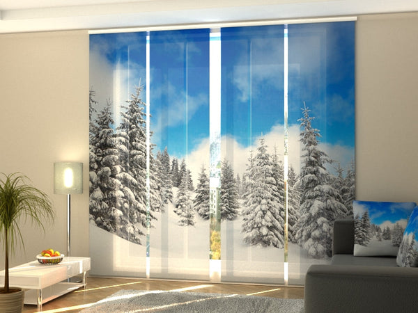 Set di 4 Tende a Pannello Inverno nella Foresta