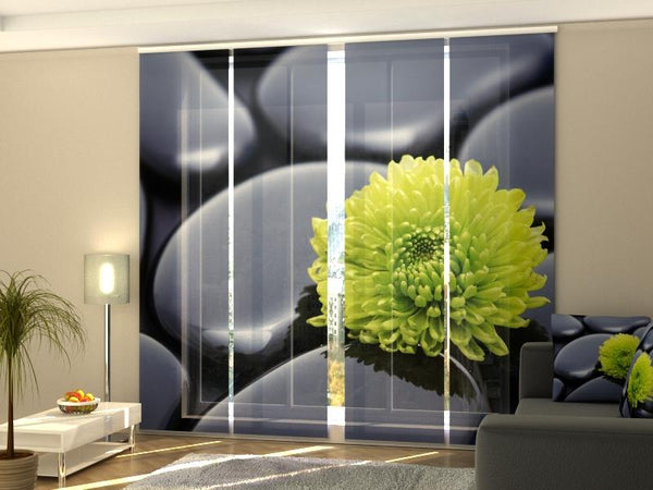 Set di 4 Tende a Pannello Armonia di Crisantemi