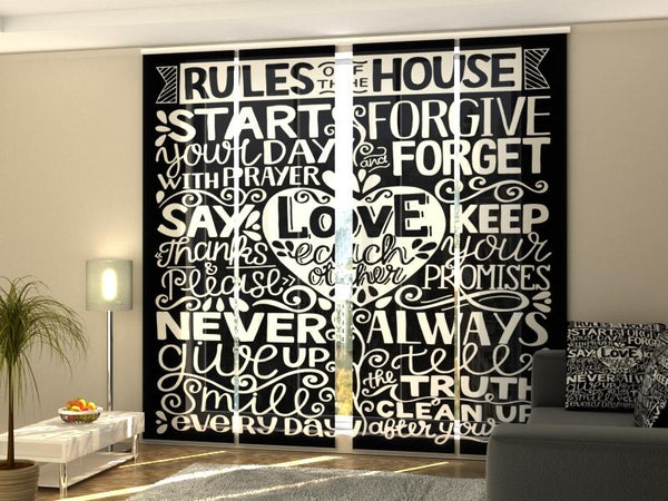 Set di 4 Tende a Pannello Regole Familiari della Casa