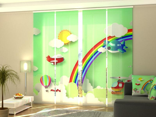 Set di 4 Tende a Pannello Elicottero con Arcobaleno
