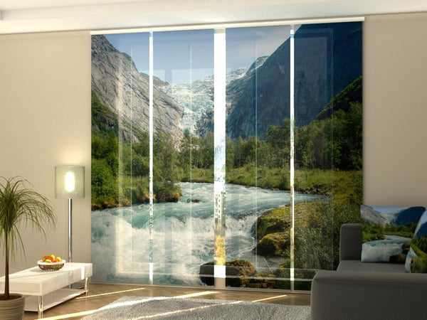 Set di 4 Tende a Pannello Acqua Ghiacciata dal Ghiacciaio Norvegese