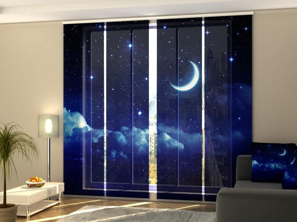 Set di 4 Tende a Pannello Cascate Luna e Nuvole