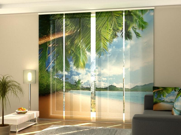 Set di 4 Tende a Pannello Palme e Montagne