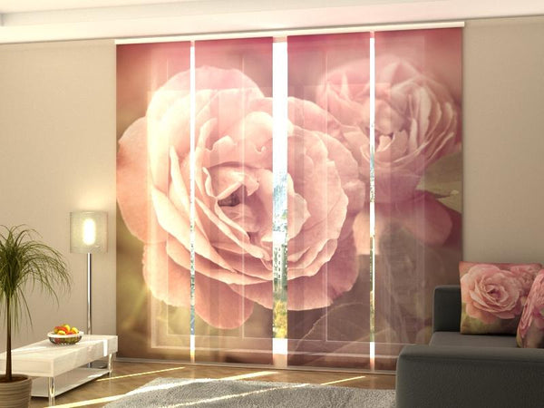 Set di 4 Tende a Pannello Rose Retrò