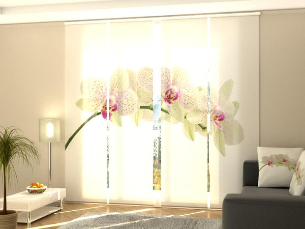 Set di 4 Tende a Pannello Ramoscello di Orchidea Bianca