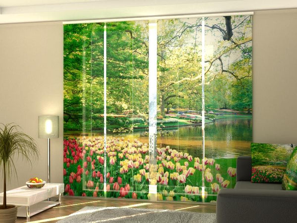 Set di 4 Tende a Pannello Parco di Primavera dei Paesi Bassi