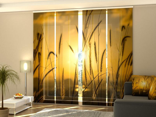 Set di 4 Tende a Pannello Tramonto sul Campo