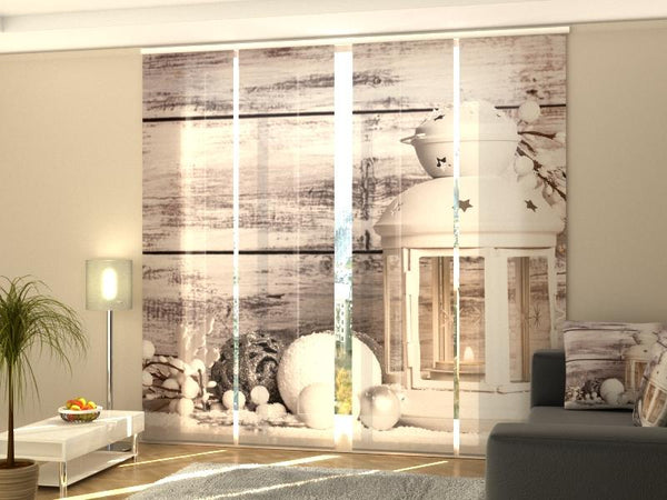 Set di 4 Tende a Pannello Lanterna Natalizia Bianca