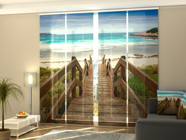 Set di 4 Tende a Pannello Scalinata di Legno su Spiaggia Australiana