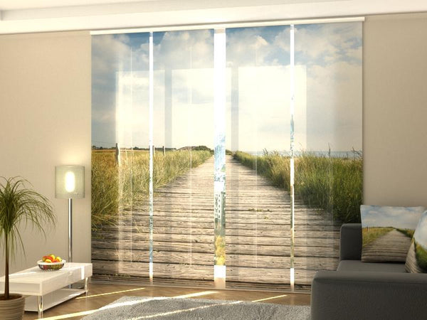 Set di 4 Tende a Pannello Passerella di Legno sull'Isola di Sylt