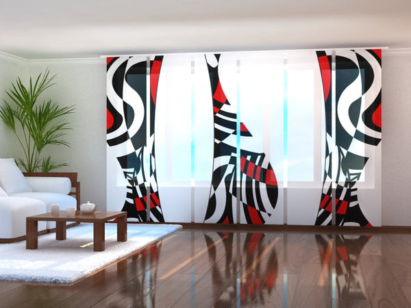 Set di 6 Tende a Pannello Mosaico Astratto