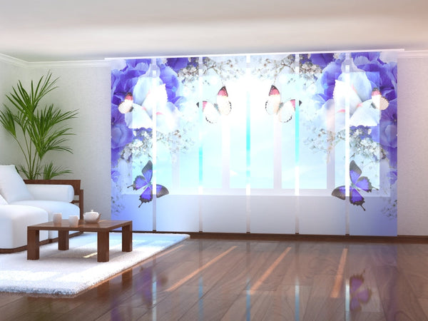 Set di 6 Tende a Pannello Iris Blu