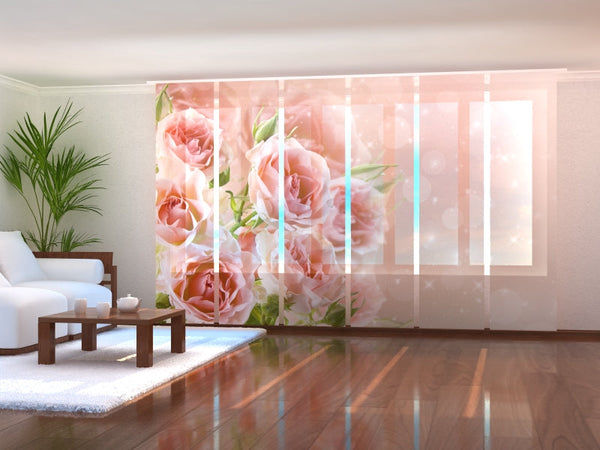 Set di 6 Tende a Pannello Bouquet di Rose Delicate