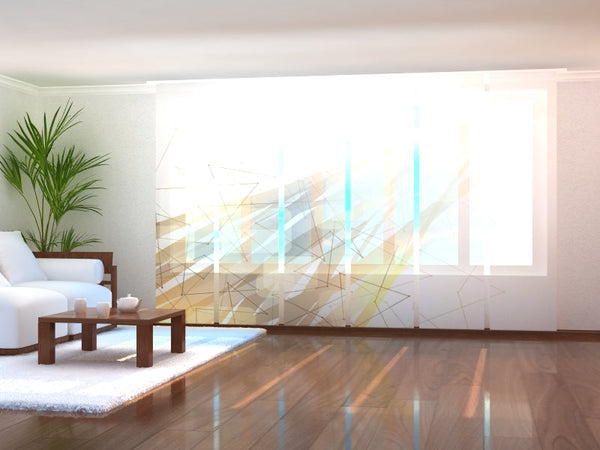 Set di 6 Tende a Pannello Astrazione Geometrica Marrone