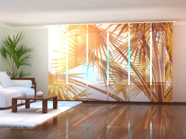 Set di 6 Tende a Pannello Foglie di Palma Color Rame