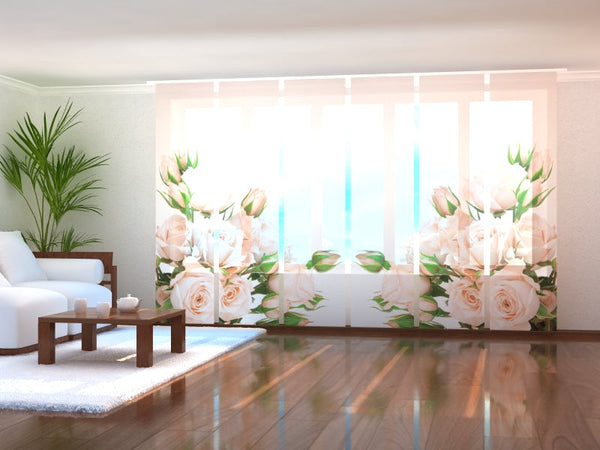 Set di 6 Tende a Pannello Rose Color Crema