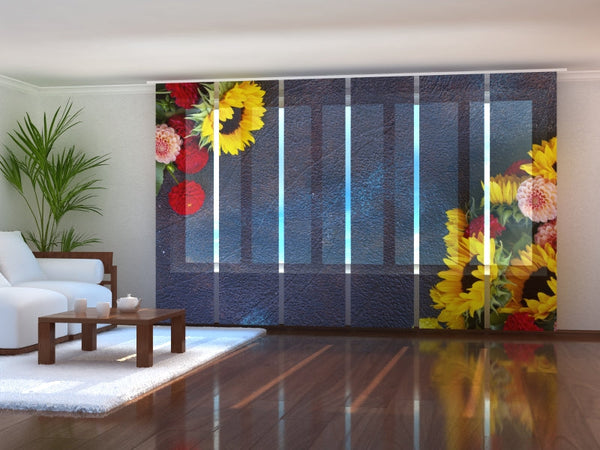 Set di 6 Tende a Pannello Dalie e Girasoli