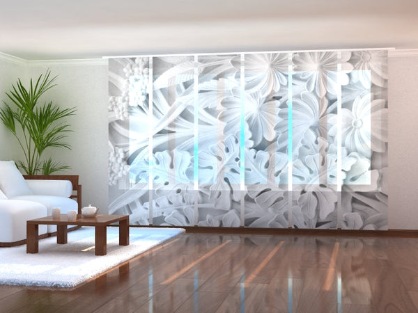 Set di 6 Tende a Pannello Rilievo Floreale