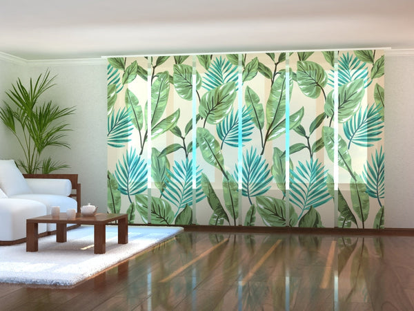 Set di 6 Tende a Pannello Foglie Verdi 2