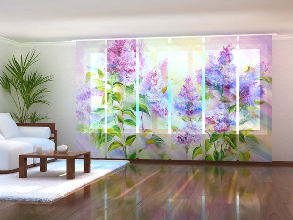 Set di 6 Tende a Pannello Rami Di Lilla All'Alba