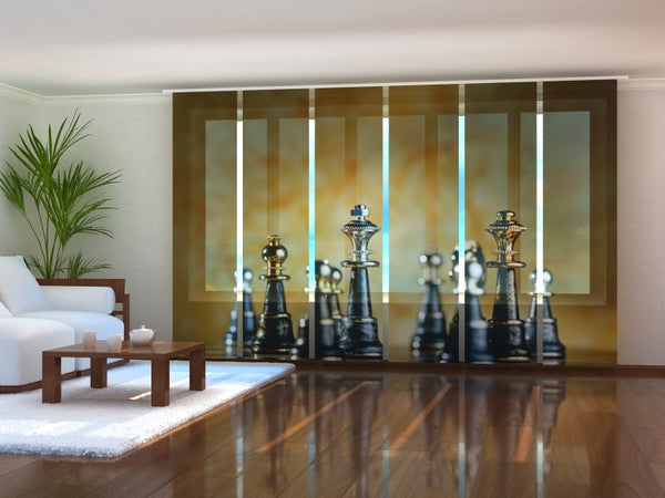 Set di 6 Tende a Pannello Scacchi Metallici