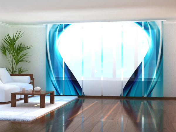 Set di 6 Tende a Pannello Onde Astratte Blu Notte