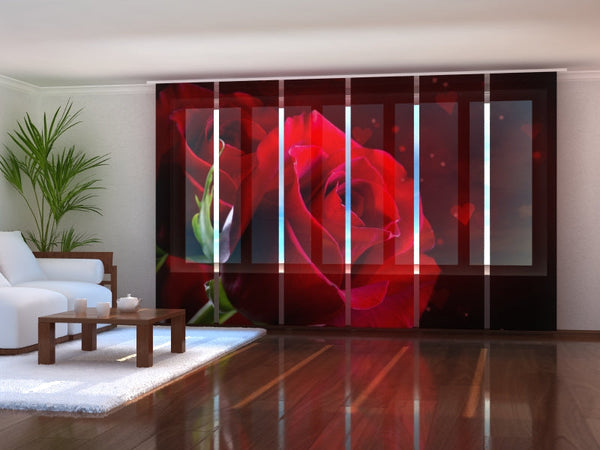 Set di 6 Tende a Pannello Cuore Rosso