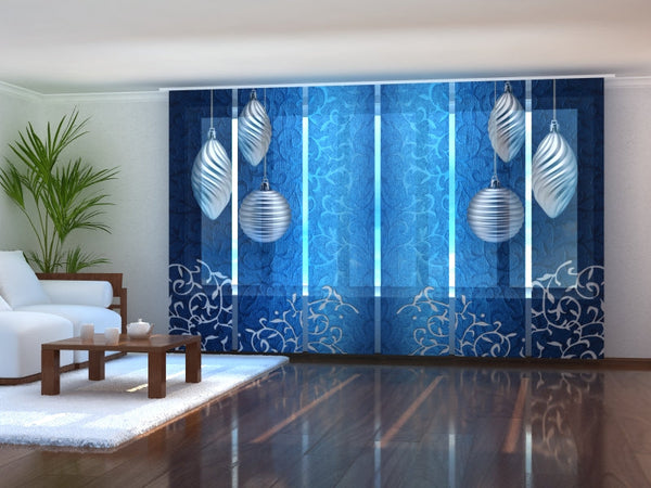 Set di 6 Tende a Pannello Decorazione Natalizia in Argento