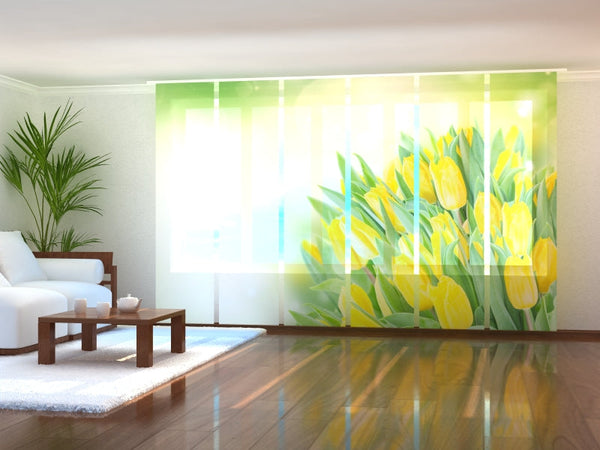 Set di 6 Tende a Pannello Vivaci Tulipani Gialli Primaverili