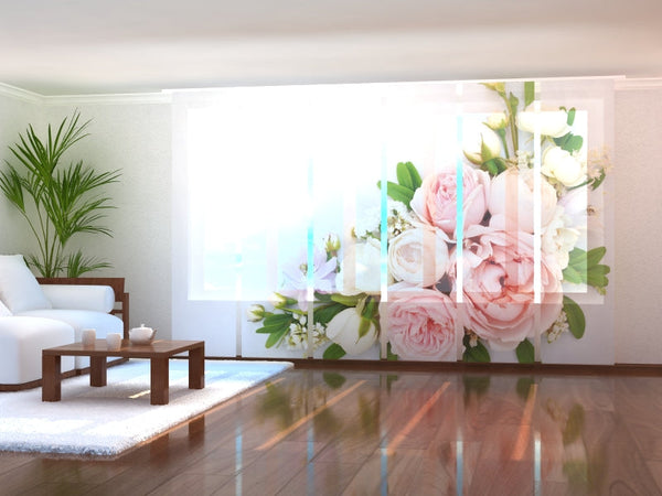 Set di 6 Tende a Pannello Delicate Rose Estive