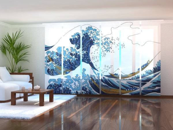 Set di 6 Tende a Pannello La Grande Onda Kanagawa