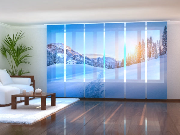 Set di 6 Tende a Pannello Paesaggio Meraviglioso Invernale Alpino