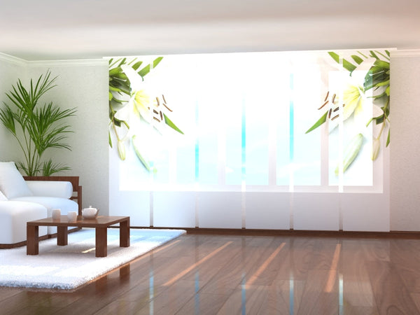 Set di 6 Tende a Pannello Meravigliosi Gigli Bianchi